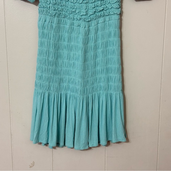 Tach Clothing Marga Turquoise Smocked Ruffle Mini Dress Size S - Picture 9 of 13